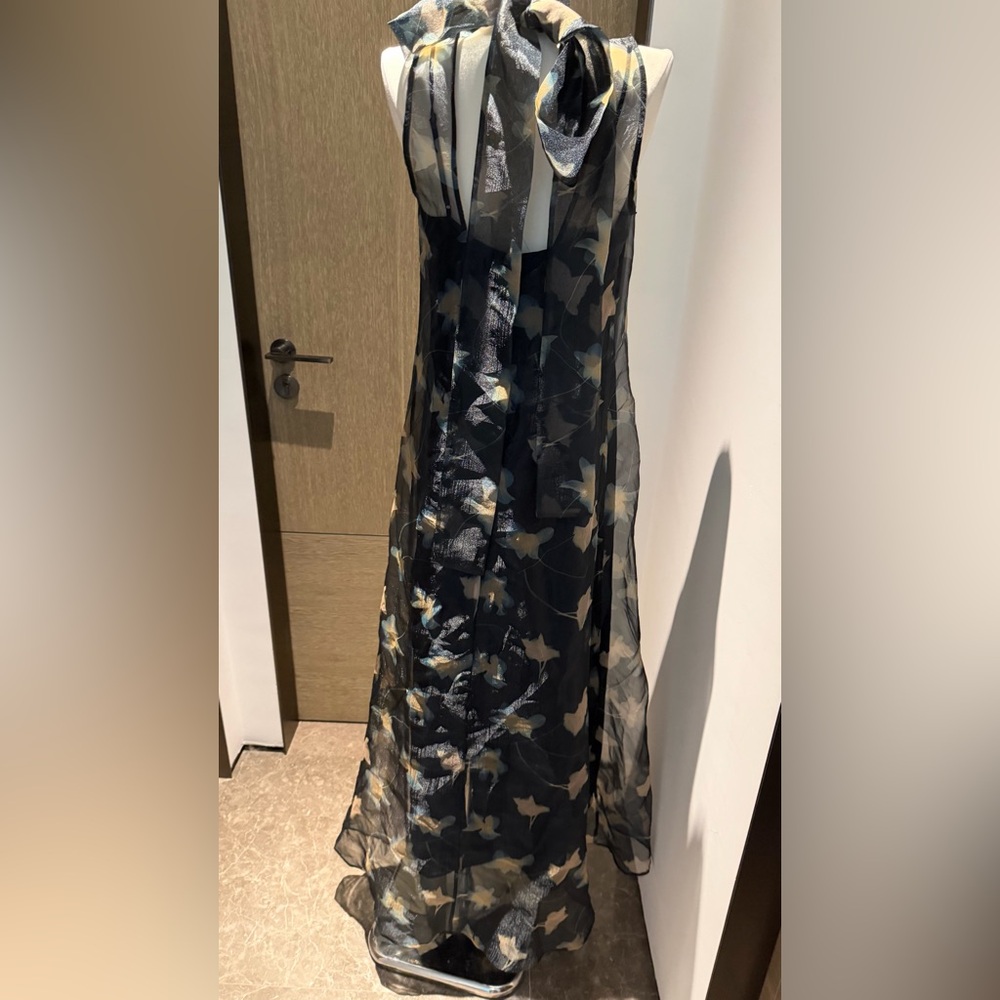 Staud Sheer Floral Overlay Maxi Dress - Black Floral - Picture 5 of 8